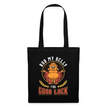Rub My Belly For Good Luck, Funny Buddha - Stoffbeutel - Schwarz - Vorne