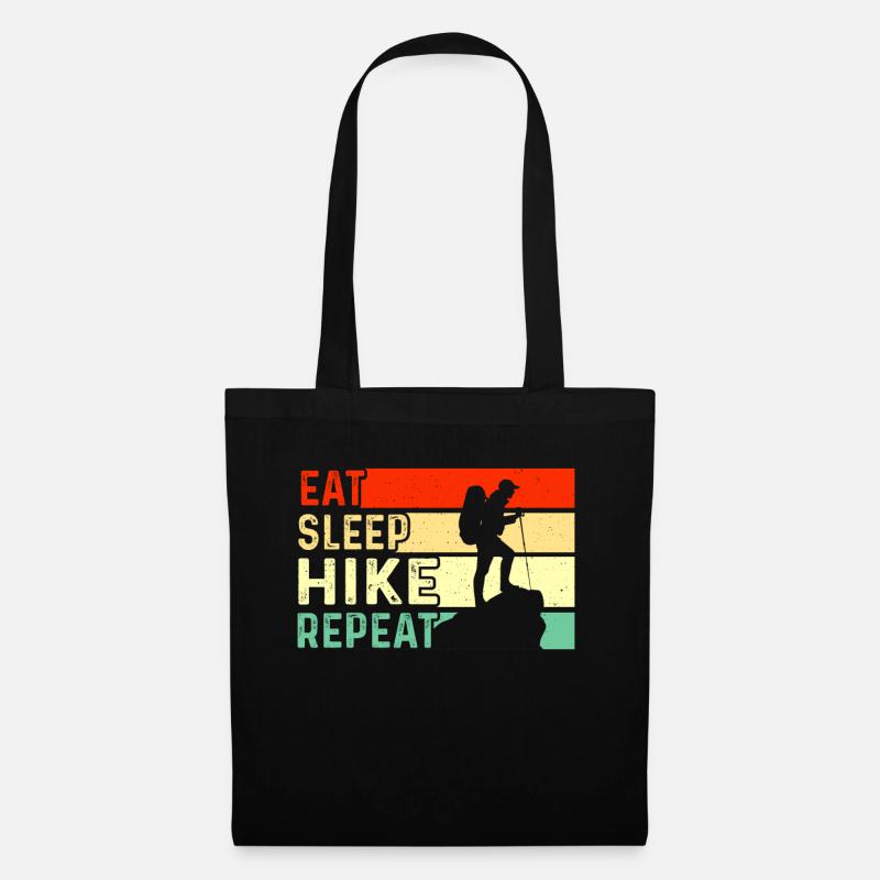 Eat sleep hike repeat wandern berge Bergsteigen - Stoffbeutel - Schwarz