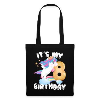 Its My Birthday Girl, Unicorn Birthday 8 Years - Tote Bag - black - Front