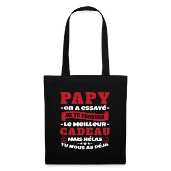 Grand Père Papy Anniversaire Humour Cadeau - Sac en tissu - noir - Devant