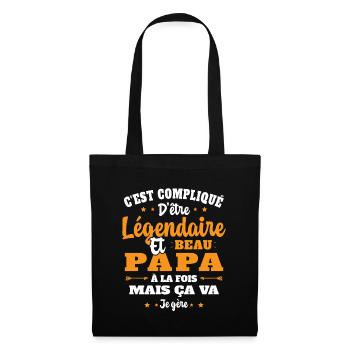 Légendaire et Beau Papa Cadeau Papa de l'année - Sac en tissu - noir - Devant