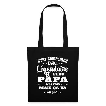Légendaire et Beau Papa Cadeau Papa de l'année - Sac en tissu - noir - Devant