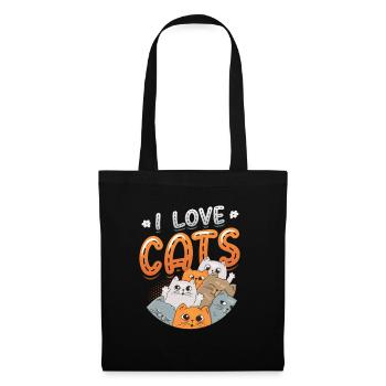 Ich Liebe Katzen - Stoffbeutel - Schwarz - Vorne