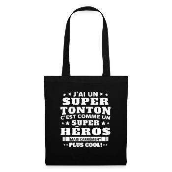 J'ai un super tonton mais carrément plus cool - Sac en tissu - noir - Devant