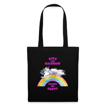 Unicorn surfing on a rainbow. - Tote Bag - black - Front