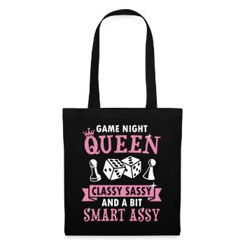 Queen Of Game Night Card Game Gagnant Broadgame - Sac en tissu - noir - Devant