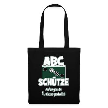 Einschulung Schulkind Fußball 1.Klasse Geschenk - Stoffbeutel - Schwarz - Vorne
