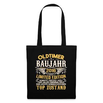 Original 2016 Jahrgang Retro Geburtstag Vintage - Stoffbeutel - Schwarz - Vorne