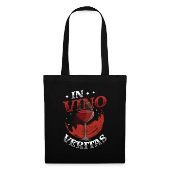 In Vino Veritas, Weinliebhaber, Weinverkostung - Stoffbeutel - Schwarz - Vorne
