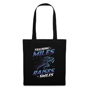 Training Miles, Raises Smiles, Marathon Laufen - Stoffbeutel - Schwarz - Vorne