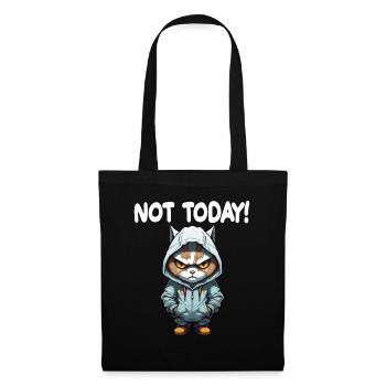 Not Today Katze Schlechte Laune - Stoffbeutel - Schwarz - Vorne