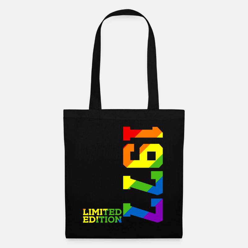 LGBTQ 1977 REGENBOGEN QUEER 49. GEBURTSTAG PRIDE - Stoffbeutel - Schwarz