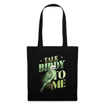 Talk Birdy To Me - Wellensittich - Stoffbeutel - Schwarz - Vorne