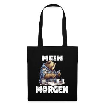 Mein Morgen Bär Zeitung Lesen - Stoffbeutel - Schwarz - Vorne