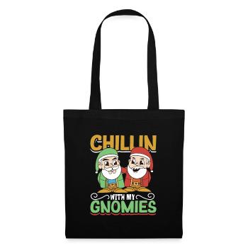 Chillen mit meinen Gnomies - Gartenzwerg - Stoffbeutel - Schwarz - Vorne