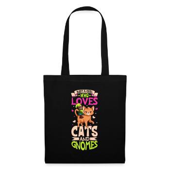 Just a girl who love cats and gnomes - Stoffbeutel - Schwarz - Vorne