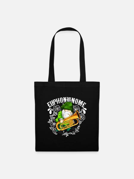 Euphonignome - Gartenzwerg mit Euphonium - Stoffbeutel - Schwarz