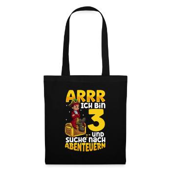 Ich bin 3 - Jungen Pirat - Stoffbeutel - Schwarz - Vorne