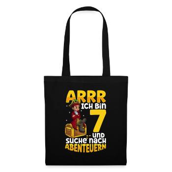 Ich bin 7 - Jungen Pirat - Stoffbeutel - Schwarz - Vorne