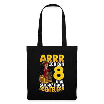 Ich bin 8 - Jungen Pirat - Stoffbeutel - Schwarz - Vorne