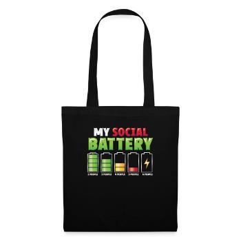 Meine Sozialbatterie - Asozialer Introvertierter - Stoffbeutel - Schwarz - Vorne