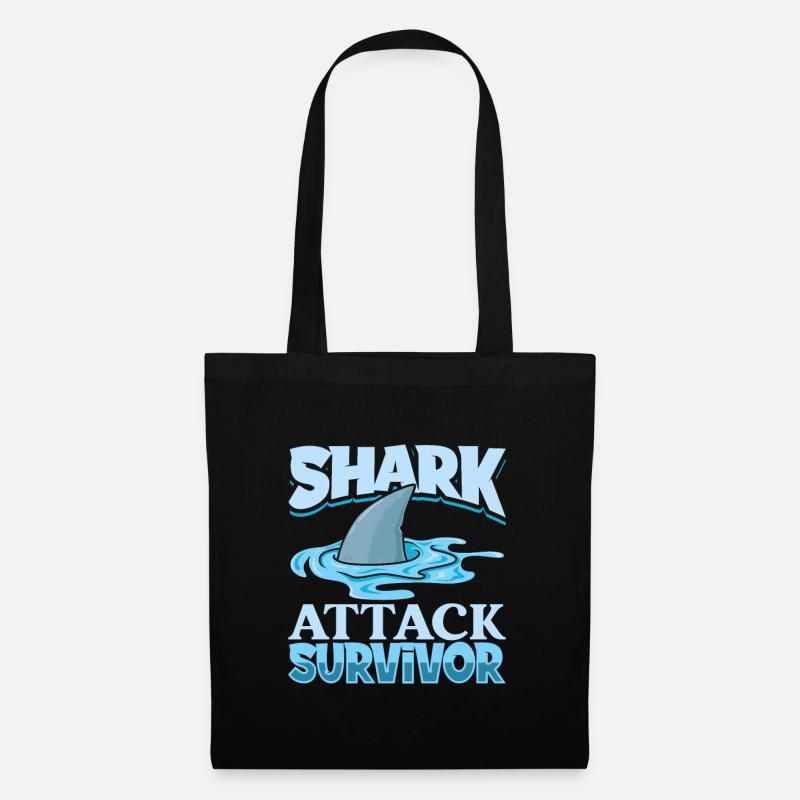 I survived a shark attack - shark attack - Tote Bag - black