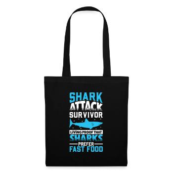 Les requins aiment la restauration rapide - attaque de requin - Sac en tissu - noir - Devant