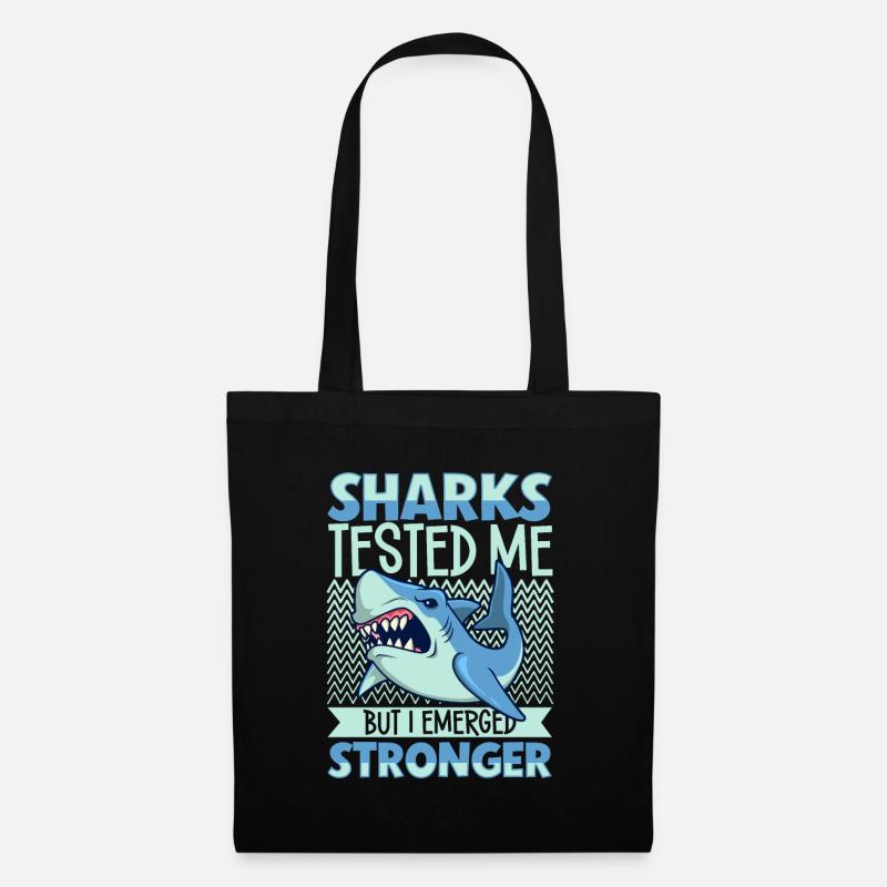 Sharks have tested me - shark attack - Tote Bag - black