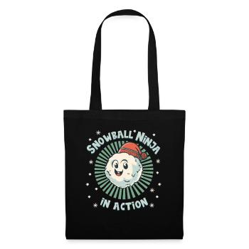 Snowball Fight - Snowball Ninja in Action - Tote Bag - black - Front