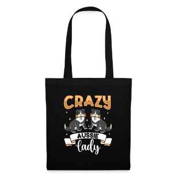 Crazy Aussie Lady - Australian Shepherd - Stoffbeutel - Schwarz - Vorne