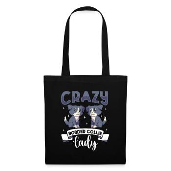 Crazy Border Collie Lady - Border Collie - Sac en tissu - noir - Devant
