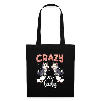 Crazy Husky Lady - Siberian Husky - Stoffbeutel - Schwarz - Vorne