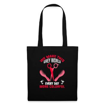 coiffeur, , coiffeur, salon de coiffure - Sac en tissu - noir - Devant