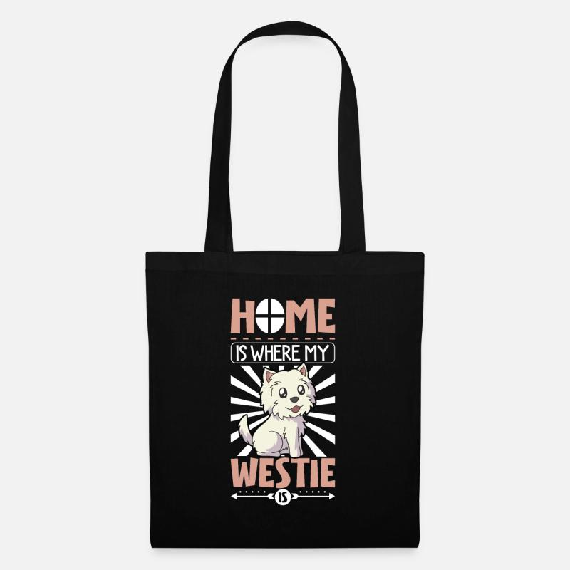Home is where my Westie is - West Highland Terrier - Stoffbeutel - Schwarz