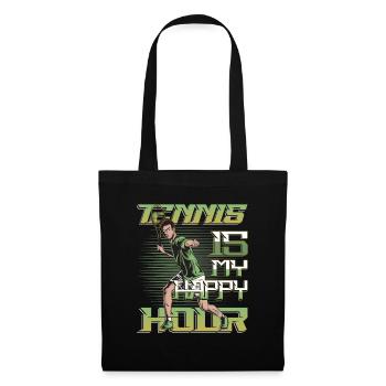 Tennis Ist Meine Happy Hour, Tennisspieler, Tennis - Stoffbeutel - Schwarz - Vorne