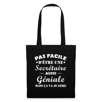 Secrétaire géniale cadeau drôle secrétaire - Sac en tissu - noir - Devant
