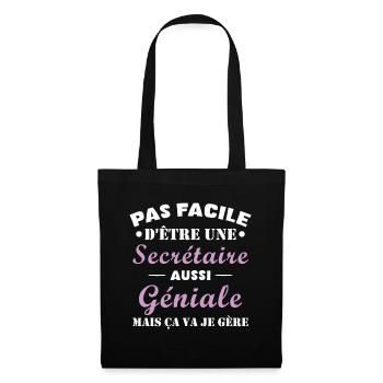 Secrétaire géniale cadeau drôle secrétaire - Sac en tissu - noir - Devant