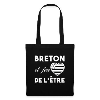 Bretagne - Breton et fier de l'être Fierté région - Sac en tissu - noir - Devant