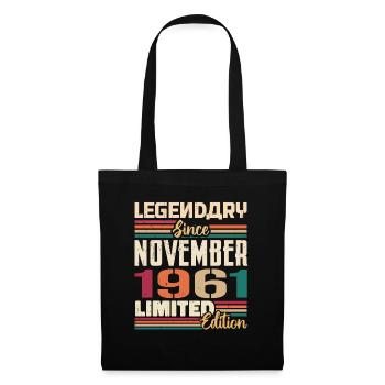 Légendaire depuis novembre 1961 - Cadeau 1961 - Sac en tissu - noir - Devant