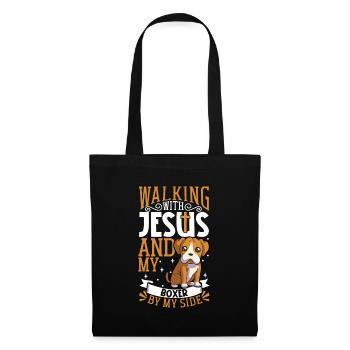 Jésus et le chien - Boxer - Sac en tissu - noir - Devant
