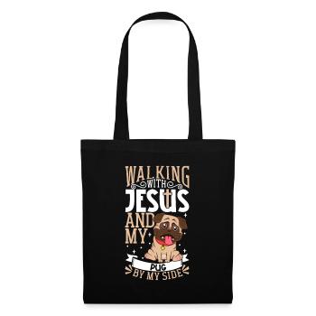 Jesus and dog - pug - Tote Bag - black - Front