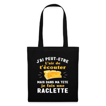 Dans ma tête raclette humour raclette homme femme - Sac en tissu - noir - Devant