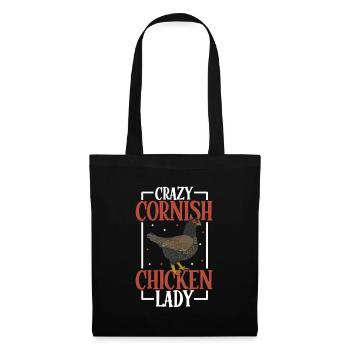 Crazy Cornish Chicken Lady - Indischer Kämpfer - Stoffbeutel - Schwarz - Vorne