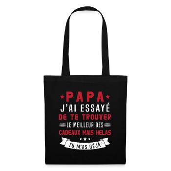 Papa J'ai Essayé De Te Trouver Le Meilleur Cadeau - Sac en tissu - noir - Devant