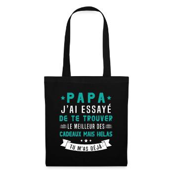 Papa J'ai Essayé De Te Trouver Le Meilleur Cadeau - Sac en tissu - noir - Devant