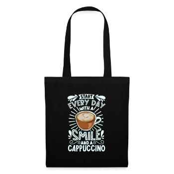 Souriez avec un cappuccino - Sac en tissu - noir - Devant