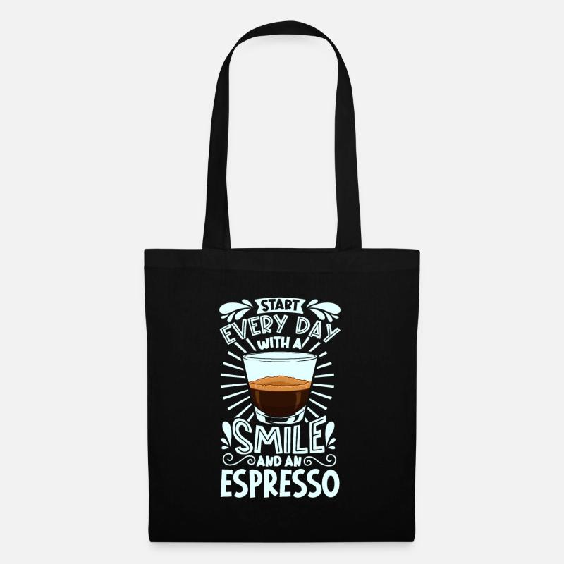 Lächeln mit Espresso - Stoffbeutel - Schwarz