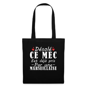 Mec Avec Marseillaise Cadeau Couple Saint Valentin - Sac en tissu - noir - Devant