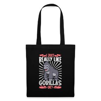 Ich liebe Gorillas - Gorilla - Stoffbeutel - Schwarz - Vorne