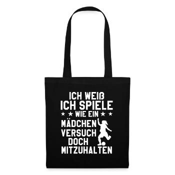 Fußball Sport Mädchen Geschenk - Stoffbeutel - Schwarz - Vorne